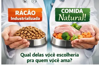Comparação entre ração industrializada e comida natural para cães